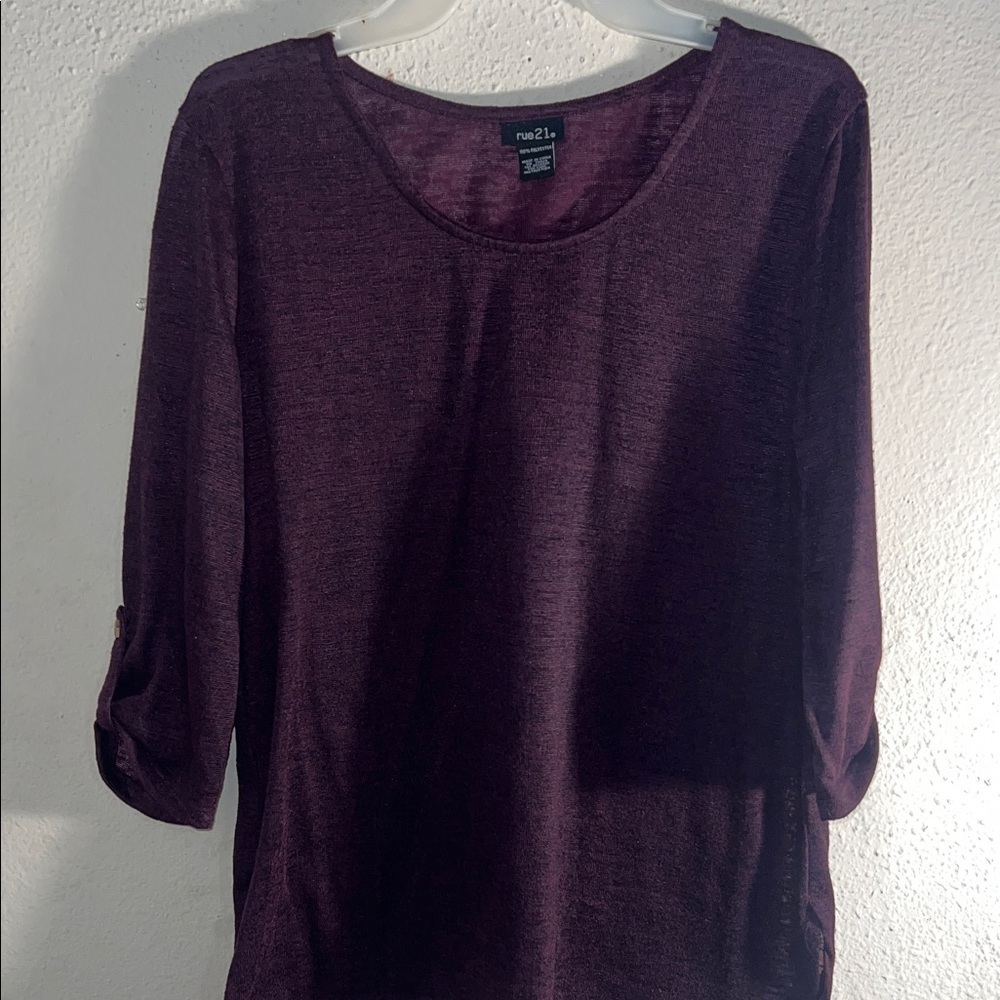 Rue21 Deep Purple Long Sleeve Top - Picture 1 of 10